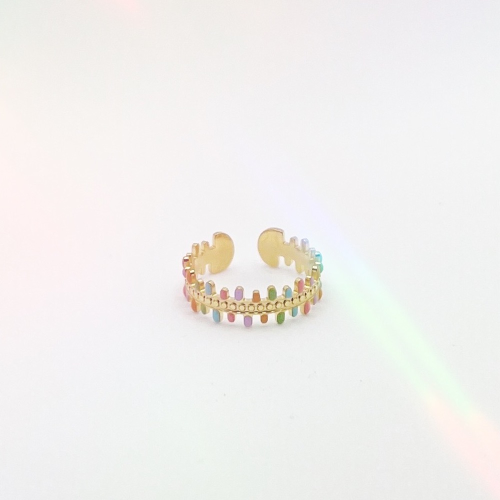 18k Gold Enamel Ring Minimal Design 💍